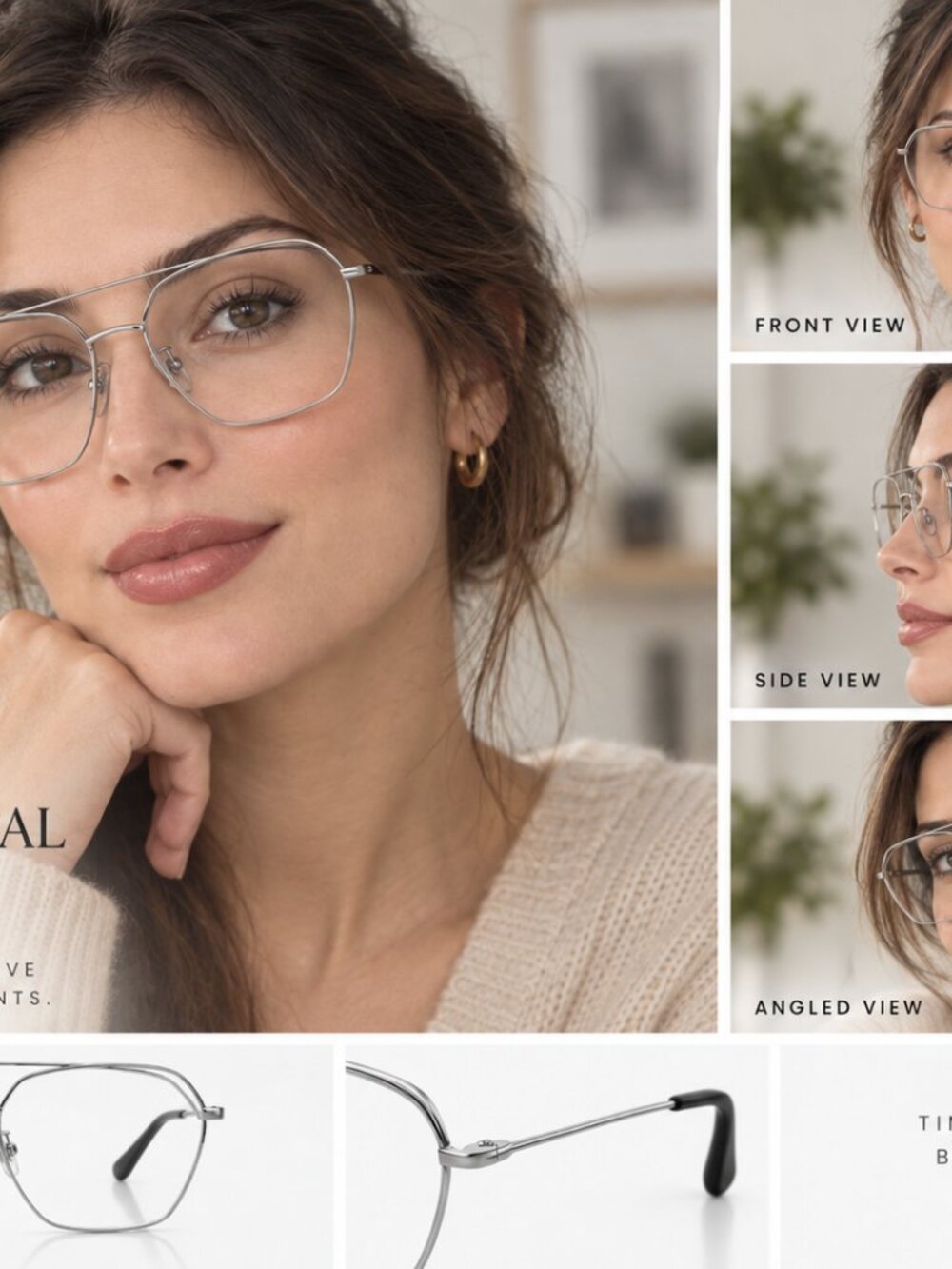 Silver Metal Eyeglasses Frame